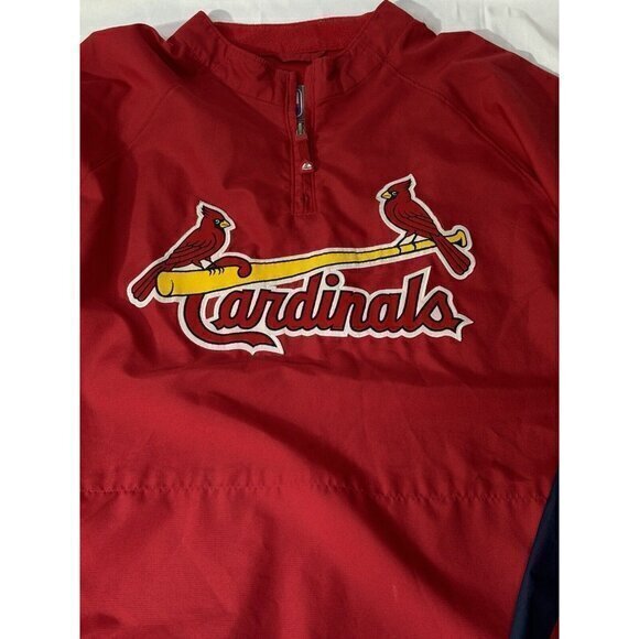 St. Louis Cardinals Majestic Performance Cool base 3/4 Zip Up Jacket sz XL - Picture 2 of 11